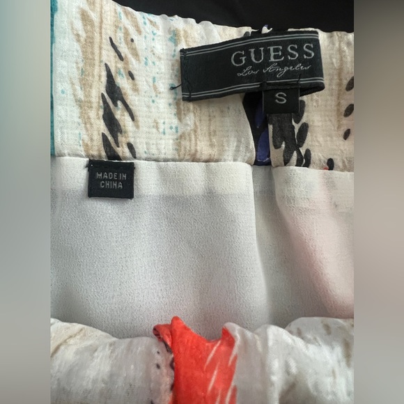 GUESS Tiered Ruffled Purple Orange Cream Summer Chiffon Mini Skirt Size Small - Picture 6 of 7